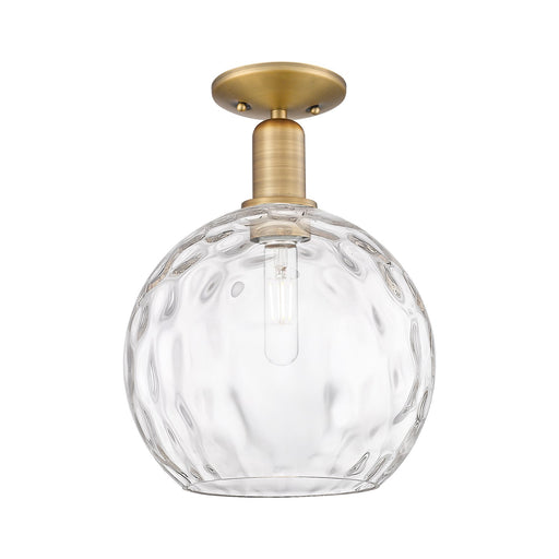 Innovations Athens Water Glass 10in 1-Light Semi-Flush Mount | Industrial Brushed Brass and Clear Water Glass | Entryway & | Model 716-1C-BB-G1215-10