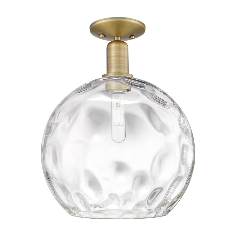 Innovations Athens 13in 1-Light Semi-Flush Mount | Industrial Brushed Brass Steel and Clear Water Glass | Kitchen & Hallway | Model 716-1C-BB-G1215-14
