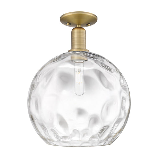 Innovations Athens 13in 1-Light Semi-Flush Mount | Industrial Brushed Brass Steel and Clear Water Glass | Kitchen & Hallway | Model 716-1C-BB-G1215-14