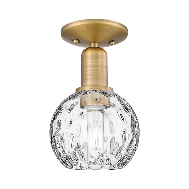 Innovations Athens 6in 1-Light Semi-Flush Mount | Industrial Brushed Brass and Clear Water Glass | Entryway & Hallway | 6 x 9.5 | Model 716-1C-BB-G1215-6