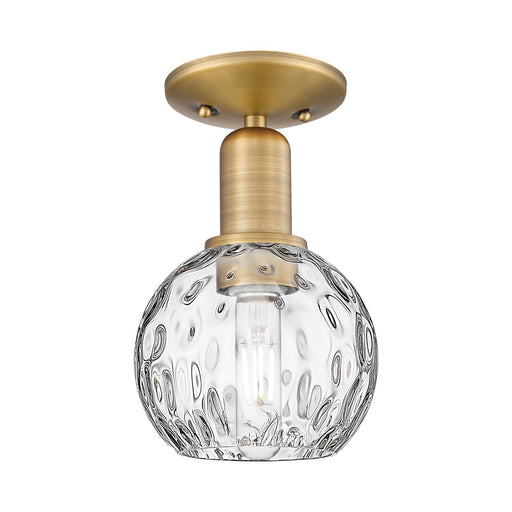 Innovations Athens 6in 1-Light Semi-Flush Mount | Industrial Brushed Brass and Clear Water Glass | Entryway & Hallway | 6 x 9.5 | Model 716-1C-BB-G1215-6