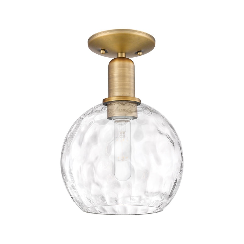 Innovations Athens Water Glass 8in 1-Light Semi-Flush Mount | Industrial Brushed Brass Steel and Clear Water Glass | Entryway & | Model 716-1C-BB-G1215-8