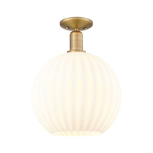 Innovations Lighting Arcadia 12in 1-Light Semi-Flush Mount | Industrial Brushed Brass and White Venetian Glass | Entryway & | Model 716-1C-BB-G1217-12WV