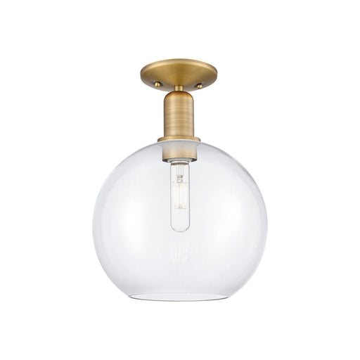 Innovations Athens 10in 1-Light Semi-Flush Mount | Industrial Brushed Brass Steel and Clear Glass | Entryway & Hallway | 10 x 10 | Model 716-1C-BB-G122-10