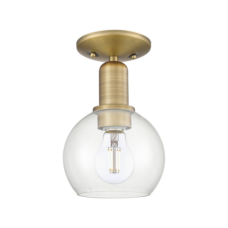 Innovations Athens 6in 1-Light Semi-Flush Mount | Industrial Brushed Brass Steel and Clear Glass | Entryway & Hallway | 5.88 x | Model 716-1C-BB-G122-6