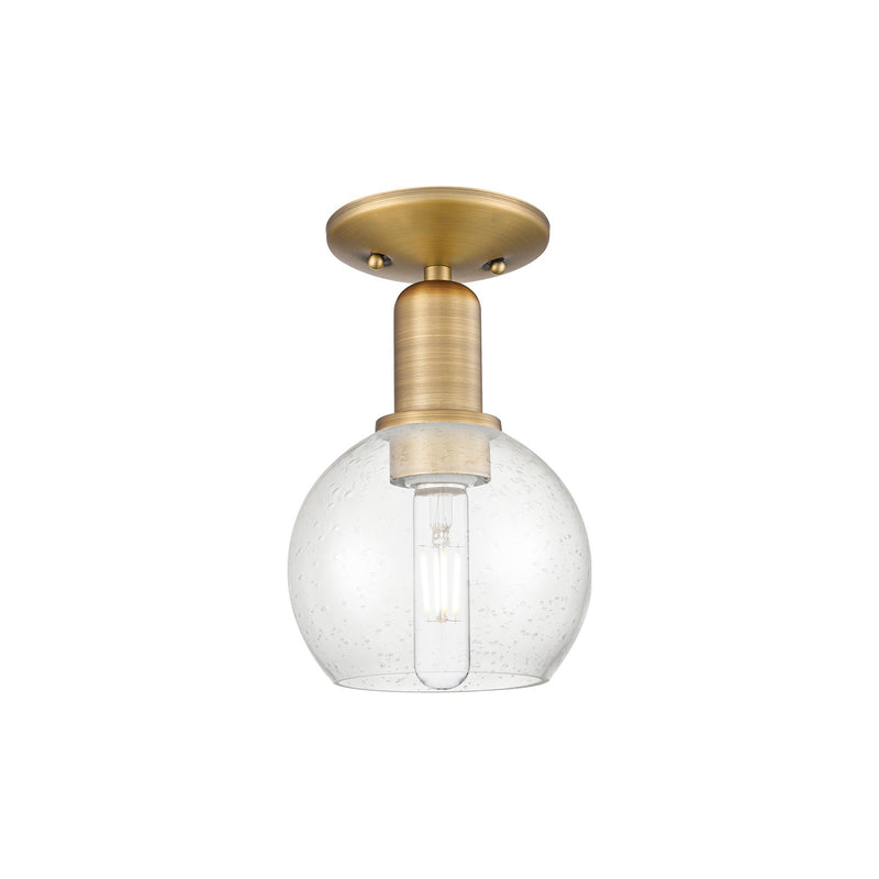 Innovations Athens 6in 1-Light Semi-Flush Mount | Industrial Brushed Brass Steel and Seedy Glass | Entryway & Hallway | 5.88 x | Model 716-1C-BB-G124-6