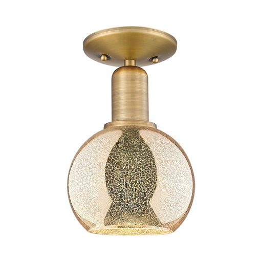 Innovations Athens 6in 1-Light Semi-Flush Mount | Industrial Brushed Brass and Mercury Glass | Entryway & Hallway | 5.88 x 9.38 in | Model 716-1C-BB-G128-6