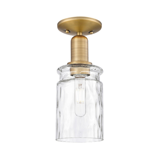 Innovations Candor 1-Light 4.75in Semi-Flush Mount | Industrial Brushed Brass and Clear Waterglass Glass | Hallway & Entryway | Model 716-1C-BB-G352