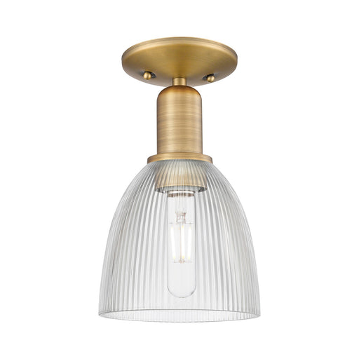 Innovations Castile 6in 1-Light Semi-Flush Mount | Industrial Brushed Brass Steel and Clear Glass Dome | Entryway & Hallway | 6 x 6 | Model 716-1C-BB-G382