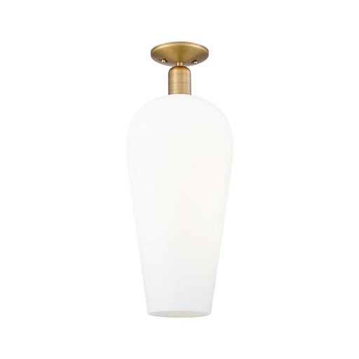 Innovations Chelsea 8in 1-Light Semi-Flush Mount | Industrial Brushed Brass Steel and White Glass | Entryway & Hallway | 8 x 8 | Model 716-1C-BB-G456-8WH