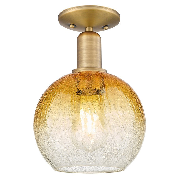 Innovations Brookhaven Globe 8" Semi-Flush, BB/Amber - 716-1C-BB-G483-8AM