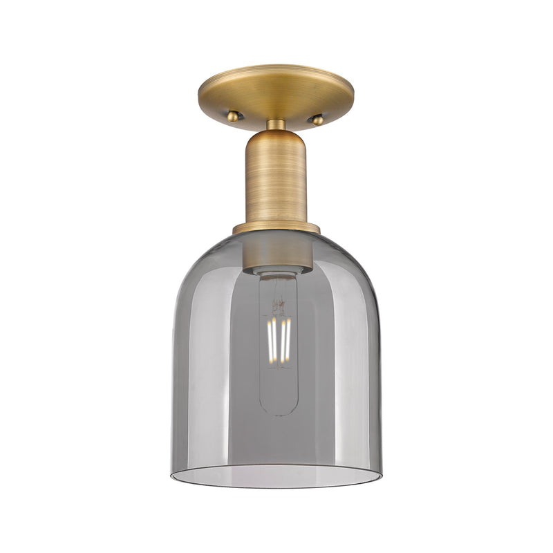 Innovations Bella 6in 1-Light Semi-Flush Mount | Industrial Brushed Brass and Light Smoke Glass | Entryway & Hallway | 5.5 x | Model 716-1C-BB-G558-6SM