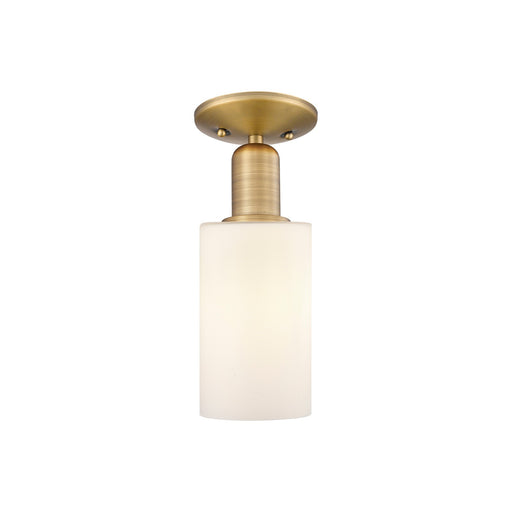 Innovations Clymer 4in 1-Light Semi-Flush Mount | Industrial Brushed Brass Steel and Matte White Glass | Entryway & Hallway | 3.88 | Model 716-1C-BB-G801
