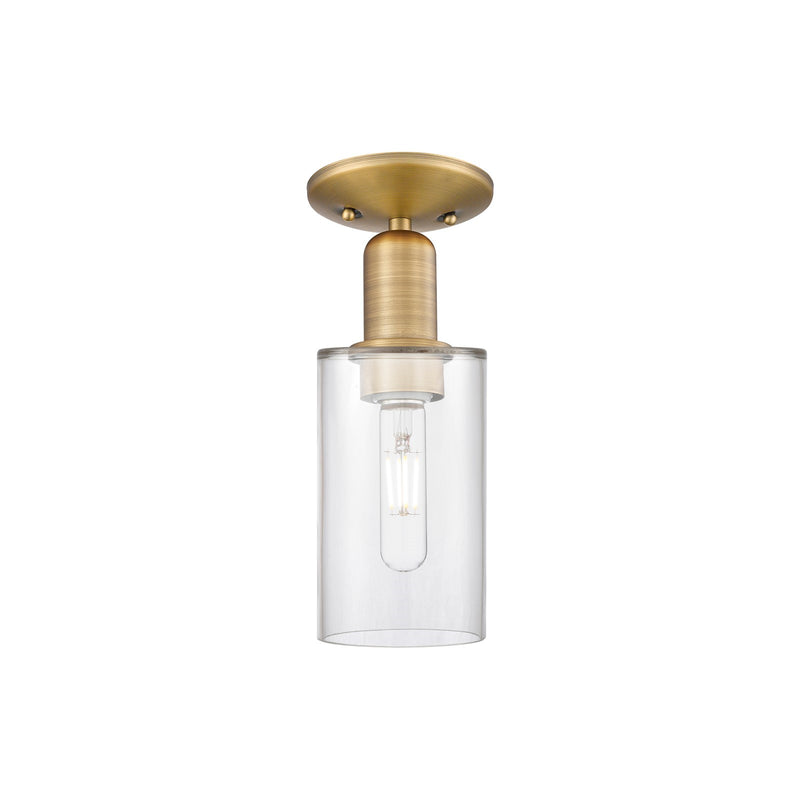 Innovations Clymer 4in 1-Light Semi-Flush Mount | Industrial Brushed Brass Steel and Clear Glass | Entryway & Hallway | 3.88 x | Model 716-1C-BB-G802