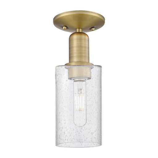 Innovations Clymer 4in 1-Light Semi-Flush Mount | Industrial Brushed Brass Steel and Seedy Glass | Entryway & Hallway | 3.88 x | Model 716-1C-BB-G804