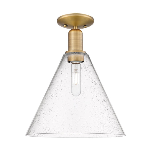 Innovations Berkshire Glass 12in 1-Light Semi-Flush Mount | Industrial Brushed Brass and Seedy Glass | Entryway & Hallway | 12 x | Model 716-1C-BB-GBC-124