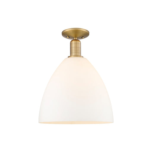 Innovations Bristol 12in 1-Light Semi-Flush Mount | Industrial Brushed Brass Steel and Matte White Glass | Entryway & Hallway | Model 716-1C-BB-GBD-121