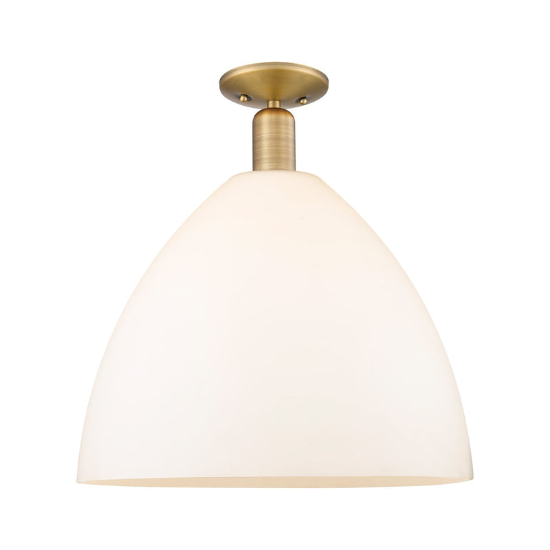Innovations Bristol 16in 1-Light Semi-Flush Mount | Industrial Brushed Brass Steel and Matte White Glass | Entryway & Hallway | Model 716-1C-BB-GBD-161