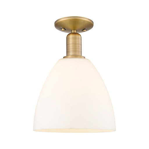 Innovations Bristol 9in 1-Light Semi-Flush Mount | Industrial Brushed Brass and Matte White Glass | Hallway & Entryway | 9 x 9 x | Model 716-1C-BB-GBD-91