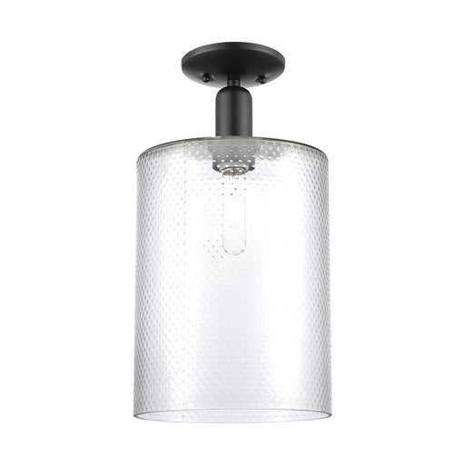 Innovations Cobbleskill 9in 1-Light Semi-Flush Mount | Industrial Matte Black Steel and Clear Glass | Hallway & Entryway | 9 x 9 | Model 716-1C-BK-G112-L