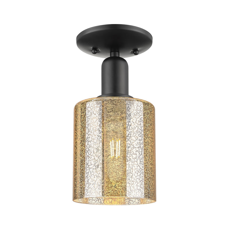 Innovations Cobbleskill 5in 1-Light Semi-Flush Mount | Industrial Matte Black Steel and Mercury Glass | Entryway & Hallway | 5 x | Model 716-1C-BK-G116