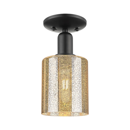 Innovations Cobbleskill 5in 1-Light Semi-Flush Mount | Industrial Matte Black Steel and Mercury Glass | Entryway & Hallway | 5 x | Model 716-1C-BK-G116