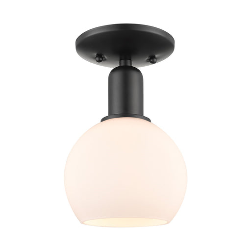 Innovations Athens 6in 1-Light Semi-Flush Mount | Industrial Matte Black Steel and Matte White Glass | Entryway & Hallway | 5.88 | Model 716-1C-BK-G121-6