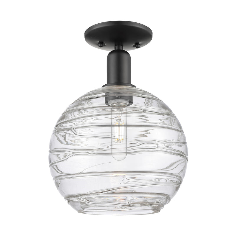 Innovations Athens Deco Swirl 10in 1-Light Semi-Flush Mount | Industrial Matte Black Steel and Clear Glass | Entryway & | Model 716-1C-BK-G1213-10CL