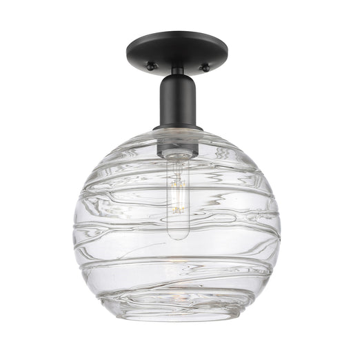 Innovations Athens Deco Swirl 10in 1-Light Semi-Flush Mount | Industrial Matte Black Steel and Clear Glass | Entryway & | Model 716-1C-BK-G1213-10CL