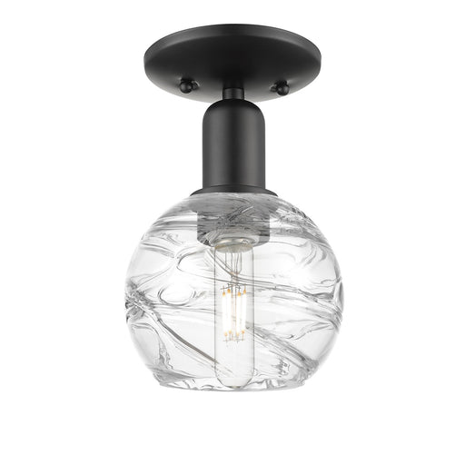 Innovations Athens Deco Swirl 6in 1-Light Semi-Flush Mount | Industrial Matte Black Steel and Clear Deco Swirl Glass | Model 716-1C-BK-G1213-6CL
