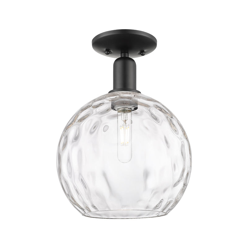 Innovations Athens Water Glass 10in 1-Light Semi-Flush Mount | Industrial Matte Black Steel and Clear Glass | Entryway & | Model 716-1C-BK-G1215-10