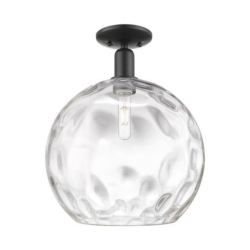 Innovations Athens Water Glass 13in 1-Light Semi-Flush Mount | Industrial Matte Black Steel and Clear Glass | Entryway & | Model 716-1C-BK-G1215-14