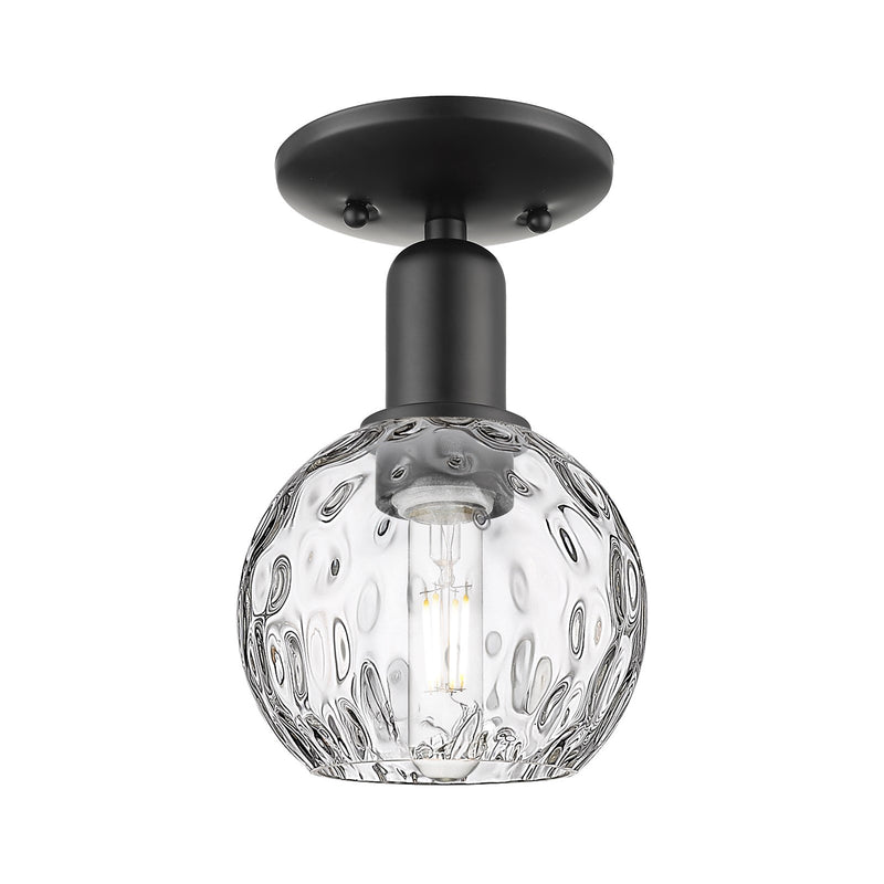 Innovations Athens 6in 1-Light Semi-Flush Mount | Industrial Matte Black Steel and Clear Water Glass | Hallway & Entryway | 6 x | Model 716-1C-BK-G1215-6