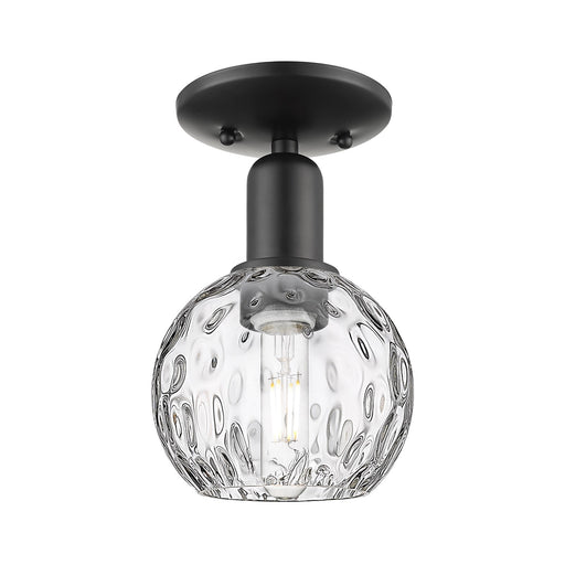 Innovations Athens 6in 1-Light Semi-Flush Mount | Industrial Matte Black Steel and Clear Water Glass | Hallway & Entryway | 6 x | Model 716-1C-BK-G1215-6