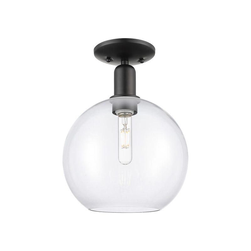 Innovations Athens 10in 1-Light Semi-Flush Mount | Industrial Matte Black Steel and Clear Glass | Entryway & Hallway | 10 x 13.5 | Model 716-1C-BK-G122-10