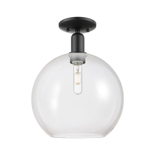 Innovations Athens 12in 1-Light Semi-Flush Mount | Industrial Matte Black Steel and Clear Glass | Entryway & Hallway | 11.75 x | Model 716-1C-BK-G122-12