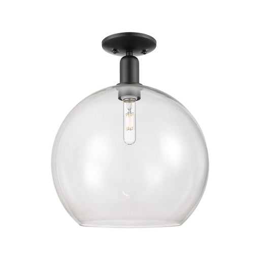 Innovations Athens 14in 1-Light Semi-Flush Mount | Industrial Matte Black Steel and Clear Glass | Entryway & Hallway | 13.75 x | Model 716-1C-BK-G122-14