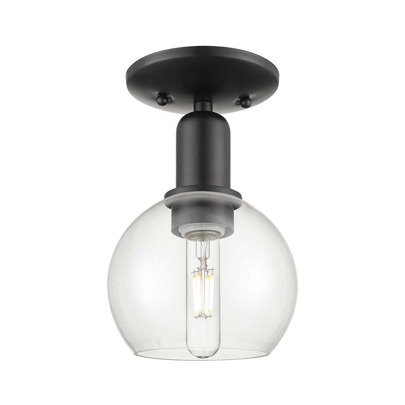 Innovations Athens 6in 1-Light Semi-Flush Mount | Industrial Matte Black Steel and Clear Glass | Entryway & Hallway | 5.88 x 9.38 | Model 716-1C-BK-G122-6