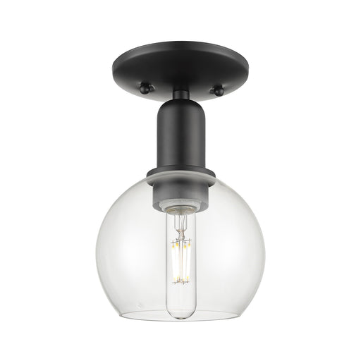 Innovations Athens 6in 1-Light Semi-Flush Mount | Industrial Matte Black Steel and Clear Glass | Entryway & Hallway | 5.88 x 9.38 | Model 716-1C-BK-G122-6