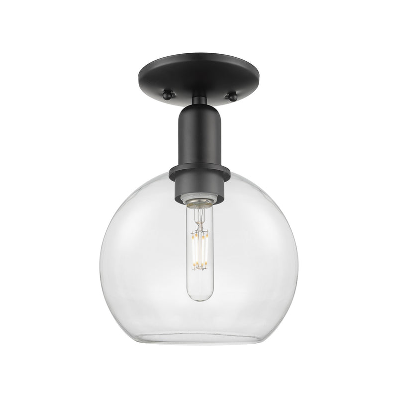 Innovations Athens 8in 1-Light Semi-Flush Mount | Industrial Matte Black Steel and Clear Glass | Entryway & Hallway | 8 x 8 x | Model 716-1C-BK-G122-8