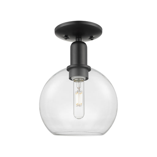 Innovations Athens 8in 1-Light Semi-Flush Mount | Industrial Matte Black Steel and Clear Glass | Entryway & Hallway | 8 x 8 x | Model 716-1C-BK-G122-8