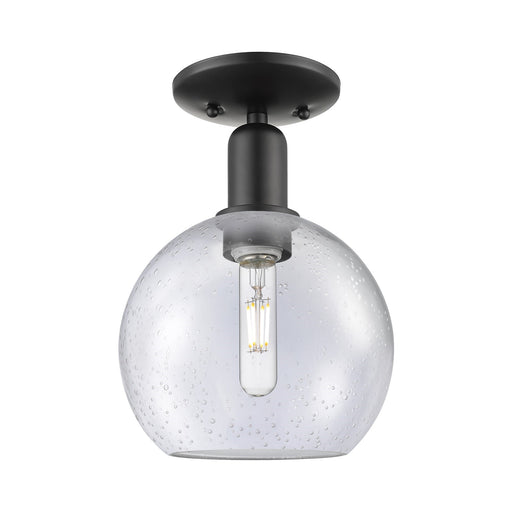 Innovations Athens 8in 1-Light Semi-Flush Mount | Industrial Matte Black Steel and Seedy Glass | Entryway & Hallway | 8 x 8 x | Model 716-1C-BK-G124-8