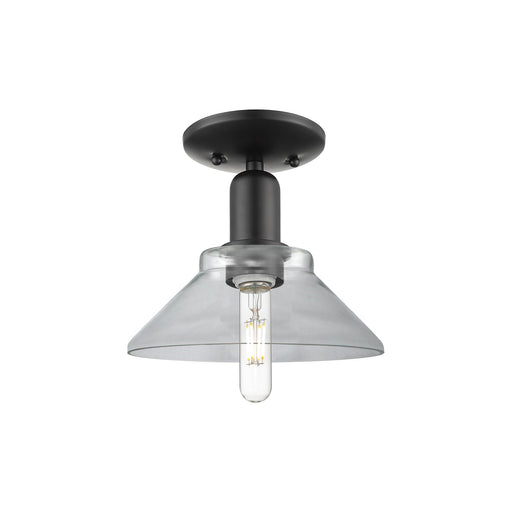 Innovations Orwell 8in 1-Light Semi-Flush Mount | Industrial Matte Black Steel and Clear Glass | Entryway & Hallway | 8.38 x 8.5 in | Model 716-1C-BK-G132