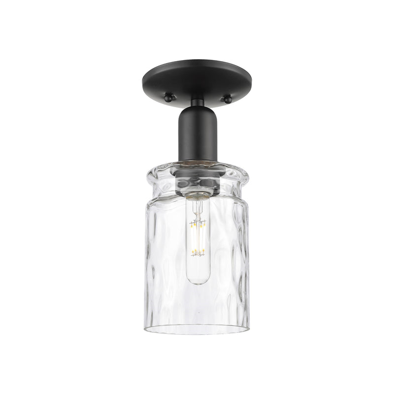 Innovations Candor 5in 1-Light Semi-Flush Mount | Industrial Matte Black Steel and Clear Waterglass Glass | Entryway & Hallway | Model 716-1C-BK-G352