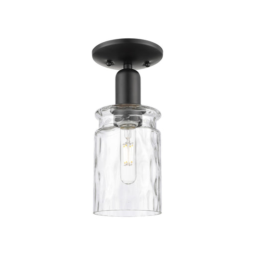 Innovations Candor 5in 1-Light Semi-Flush Mount | Industrial Matte Black Steel and Clear Waterglass Glass | Entryway & Hallway | Model 716-1C-BK-G352