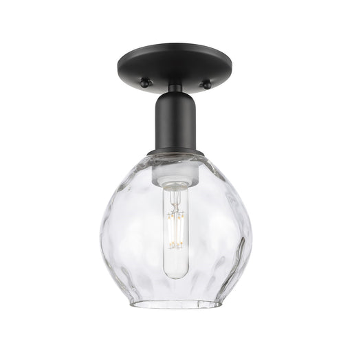 Innovations Waverly 6in 1-Light Semi-Flush Mount | Industrial Matte Black Steel and Clear Glass | Hallway & Entryway | 6 x 6 x 10 in | Model 716-1C-BK-G362