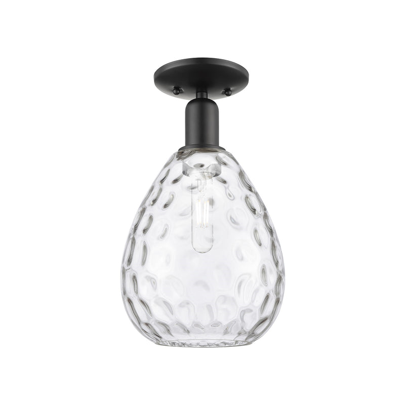 Innovations Waverly 8in 1-Light Semi-Flush Mount | Industrial Matte Black Steel and Clear Glass | Hallway & Entryway | 8 x 8 x 13.5 | Model 716-1C-BK-G372