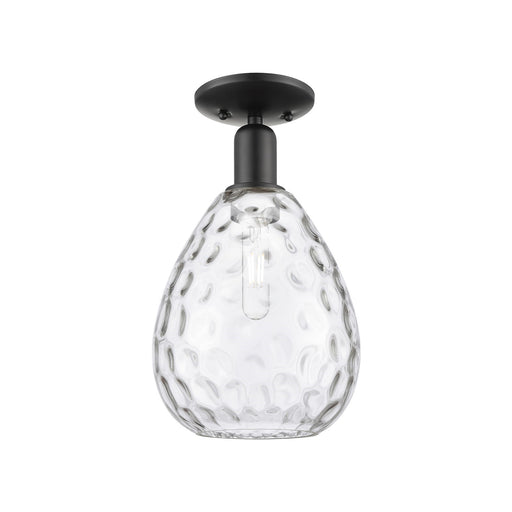 Innovations Waverly 8in 1-Light Semi-Flush Mount | Industrial Matte Black Steel and Clear Glass | Hallway & Entryway | 8 x 8 x 13.5 | Model 716-1C-BK-G372
