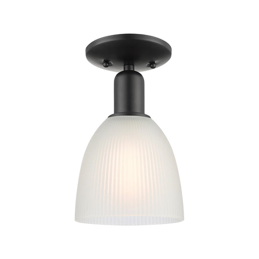 Innovations Castile 6in 1-Light Semi-Flush Mount | Industrial Matte Black Steel and White Glass | Entryway & Hallway | 6 x 6 x 10.5 | Model 716-1C-BK-G381