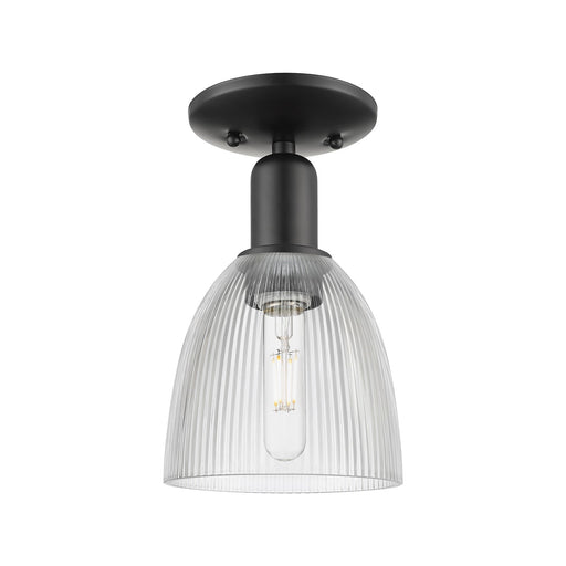Innovations Castile 6in 1-Light Semi-Flush Mount | Industrial Matte Black Steel and Clear Glass | Hallway & Entryway | 6 x 6 x 10.5 | Model 716-1C-BK-G382